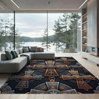 Ornate Gray Copper Celtic Cross Rug