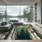 Elegant Cream Wisteria Trellis Illustration Rug