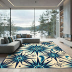 Retro Atomic Starburst Blue Rug