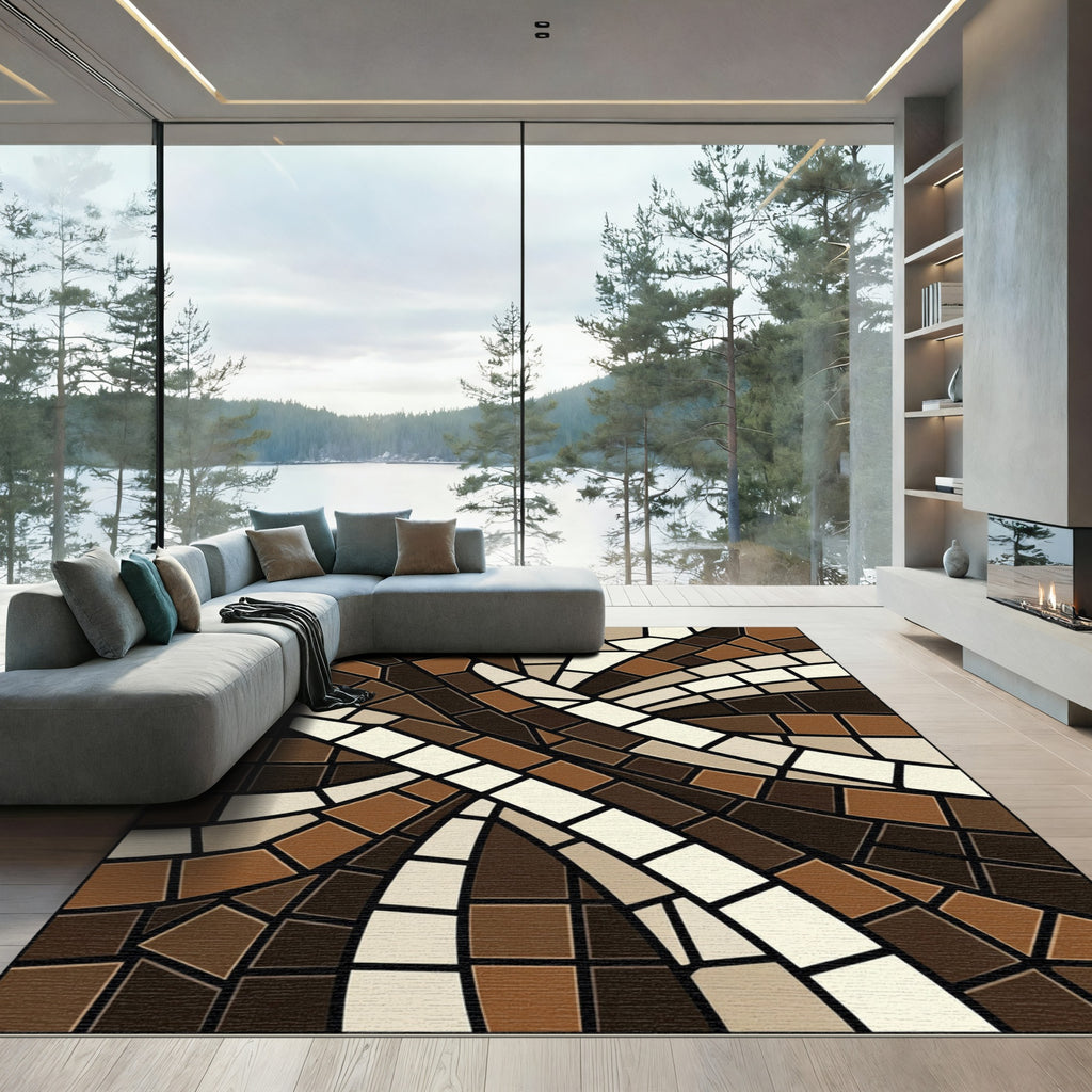 Earthy Tones Abstract Mosaic Rug