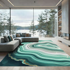 Aqua Teal Agate Swirl Rug