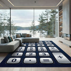 Modern Metallic Digital Calculator Grid Rug