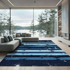 Nautical Navy Anchor Striped Sea Rug