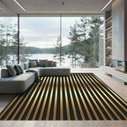 Modern Black Gold Vertical Stripe Rug