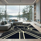 Abstract Monochrome Geometric Intersection Lines Rug
