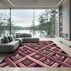 Blush Geometric Diamond Botanical Grid Rug