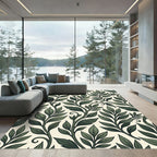 Classic Green Leafy Vine Pattern Rug