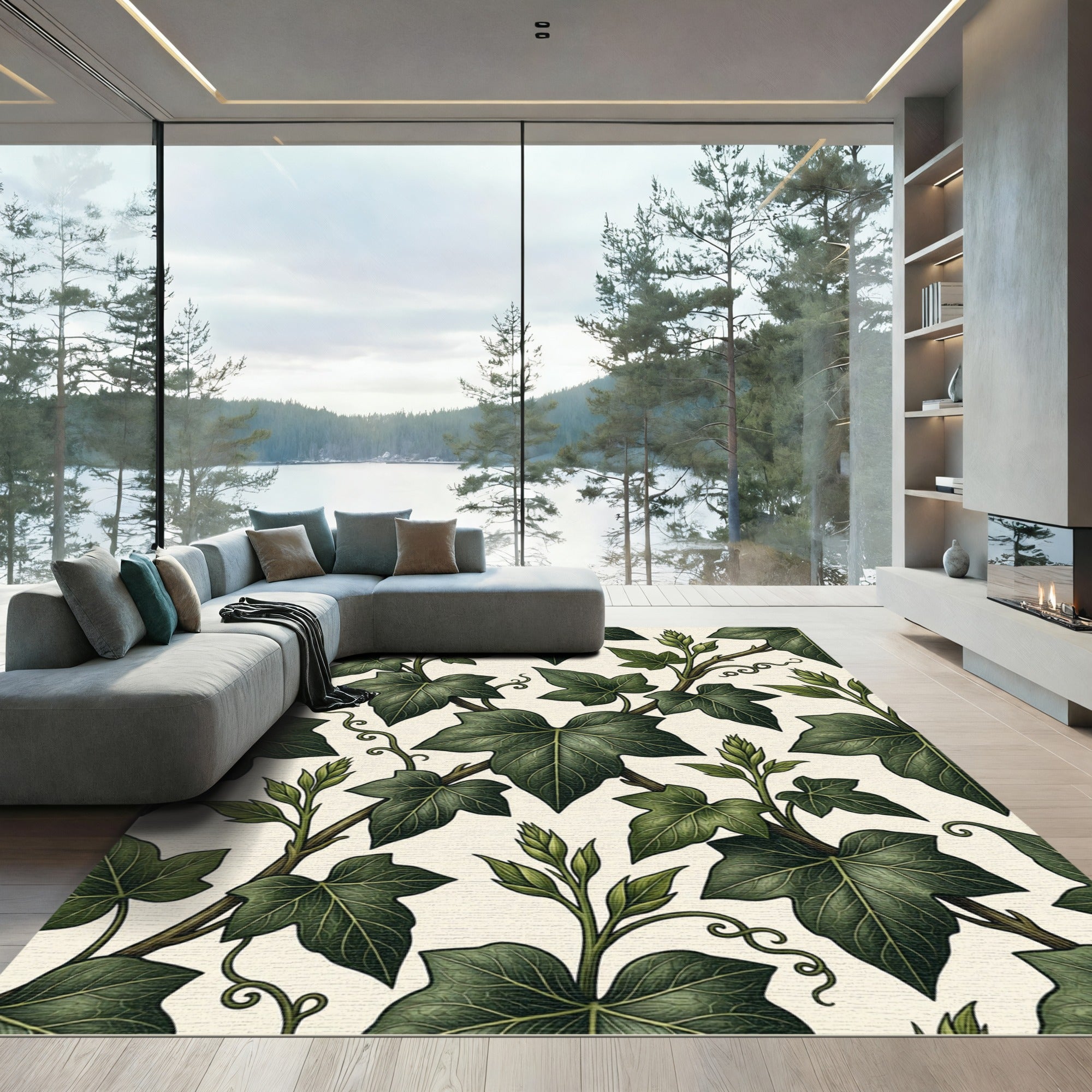 Lush Forest Ivy Botanical Foliage Rug