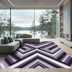 Monochrome Angular Chevron Lines Geometric Rug