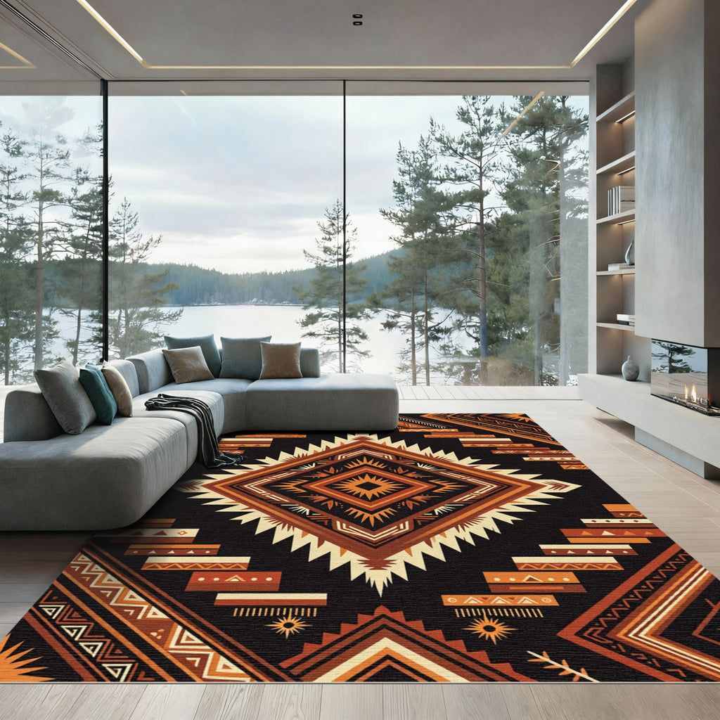 Earthy Southwest Diamond Terracotta Geometric Rug