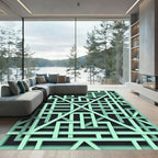 Mint Green Geometric Intersecting Lattice Rug