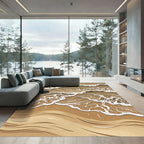 Earthy Golden Toned Ocean Waves Rug