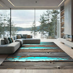 Distressed Turquoise Wood Plank Rug