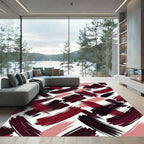Burgundy and Pink Abstract Brushstroke Rug