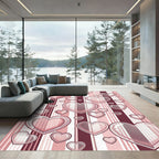 Pink Hearts with Vertical Stripes Rug