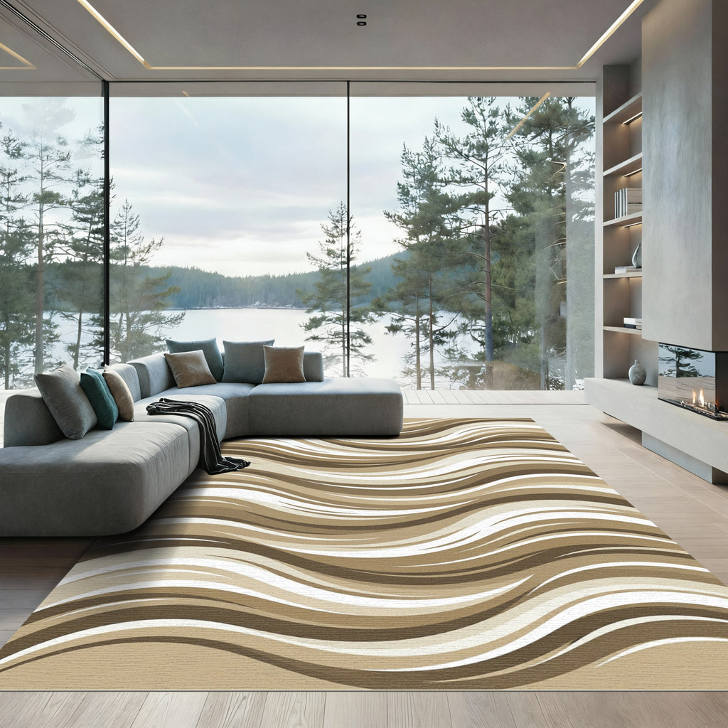 Earthy Tones Rhythmic Wave Rug