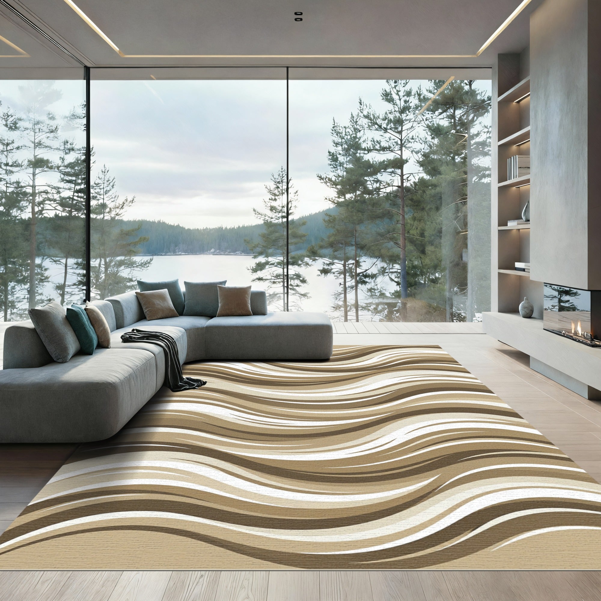 Earthy Tones Rhythmic Wave Rug