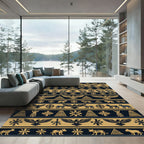 Geometric Eagle Wolf Sun Mandala Print Rug