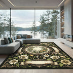 Elegant Vintage Cream Floral Scroll Frame Rug
