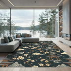 Serene Cherry Blossom Pagoda Bird Rug