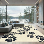 Black Paw Print Scattered Ink Rug