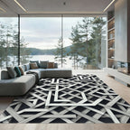 Modern Monochromatic Geometric Interlocking Grid Rug