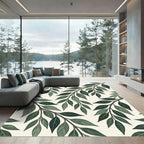 Deep Green Leafy Branch Overlay Rug