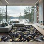Dark Gray Magnolia Floral Branches Rug
