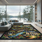 Charming Carriage Landscape Garden Art Rug