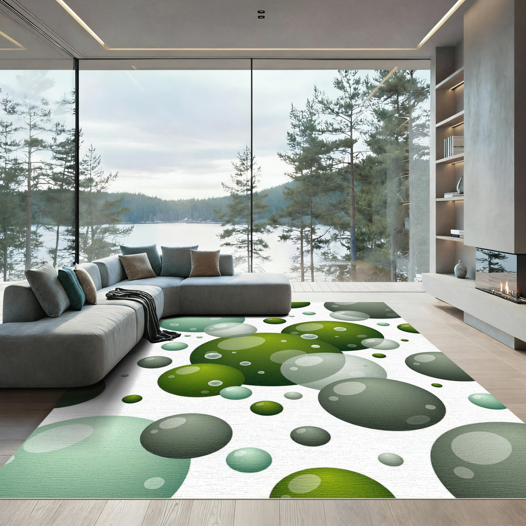 Green Bubbles Abstract Composition Rug