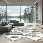 Whimsical Gray Cloudy Sky Illustration Rug