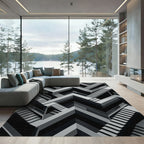 Monochromatic Geometric Illusion Staircase Rug