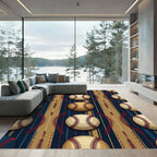 Vintage Navy Beige Baseball Stripe Rug