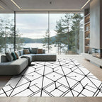 Minimalist Black White Geometric Abstract Rug