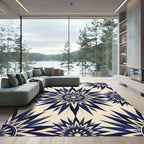 Navy and Cream Celestial Sunburst Rug