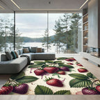Watercolor Strawberry Botanical Garden Art Rug