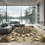 Vintage Sunflower Compass Earthy Tones Rug