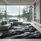 Dramatic Monochrome Swirling Storm Cloud Rug