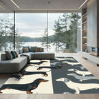 Minimalist Split Dachshund Dog Illustration Rug