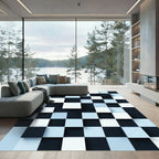 Modern Monochrome Geometric Floating Cube Rug