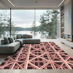 Rose Gold Geometric Interlocking Lines Rug