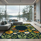 Wildflower Meadow Gold and White Botanical Rug