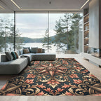 Ornate Compass Rose Floral Brocade Rug