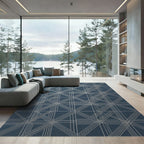 Deep Blue Intersecting Lines Rug