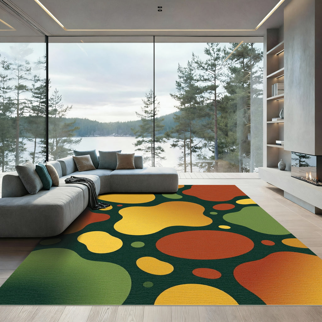 Earthy Organic Blob Arrangement Rug