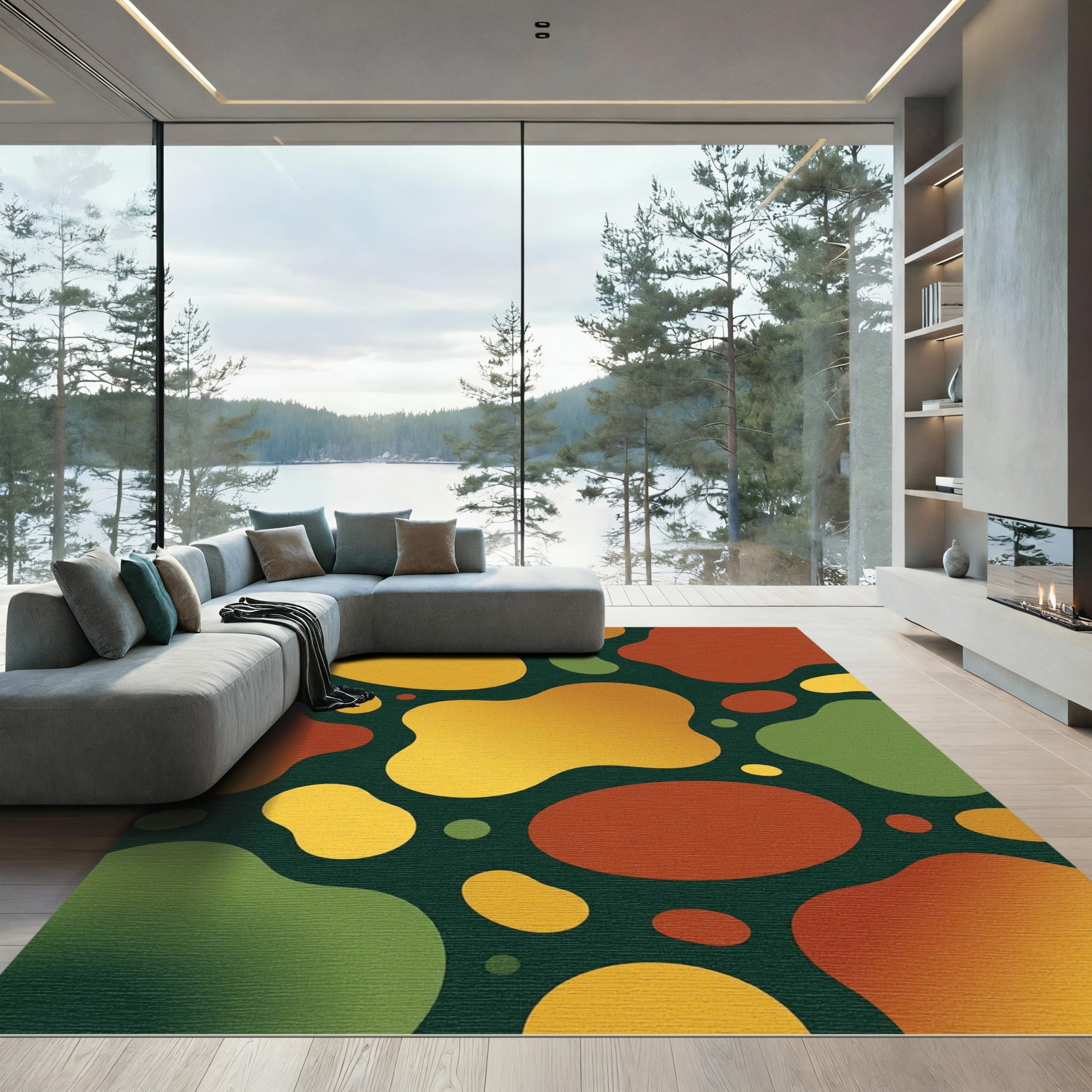 Earthy Organic Blob Arrangement Rug