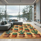 Desert Cactus Succulent Terracotta Garden Rug