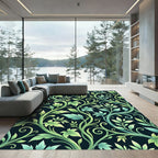 Lush Emerald Ivy Serpentine Vine Art Rug