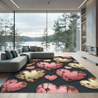 Distressed Pink and Gold Heart Collage Rug