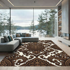 Rich Brown Baroque Flourish Rug